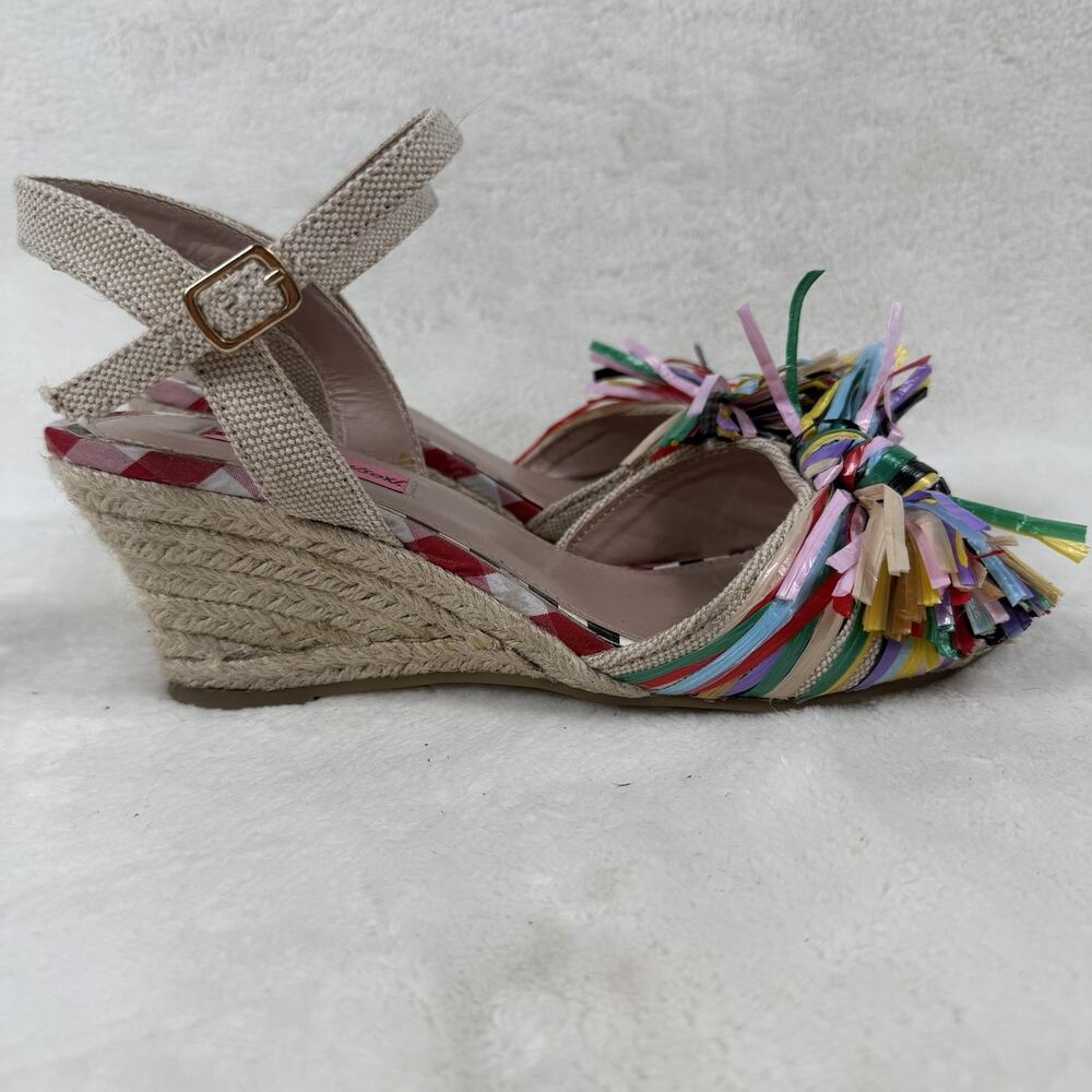 Betsey Johnson Lizzo SS Raffia Wedge Sandals Womens 8M Multicolor Bow Espadrille - Picture 2 of 12